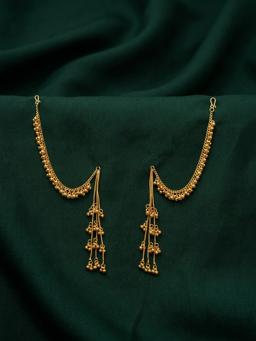 Gold Plated Layered Earchain With Tassels