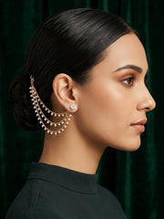 Gold Plated Classic Layered Pearl Earchain