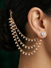 Gold Plated Classic Layered Pearl Earchain