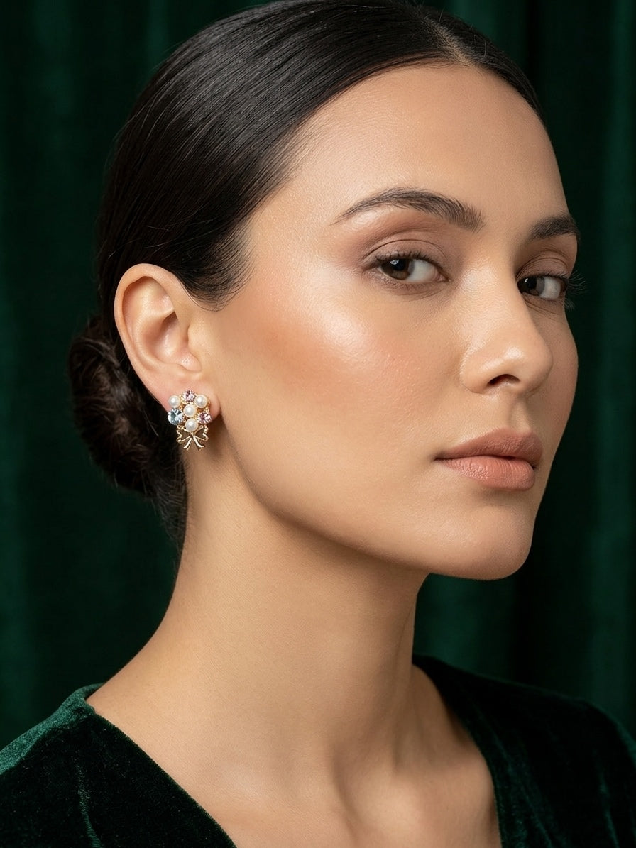 Gold Plated Fancy Beaded Studs