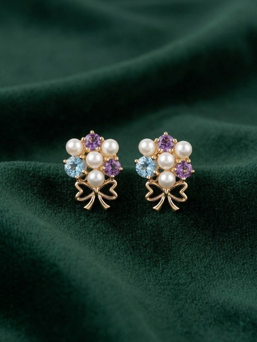 Gold Plated Fancy Beaded Studs