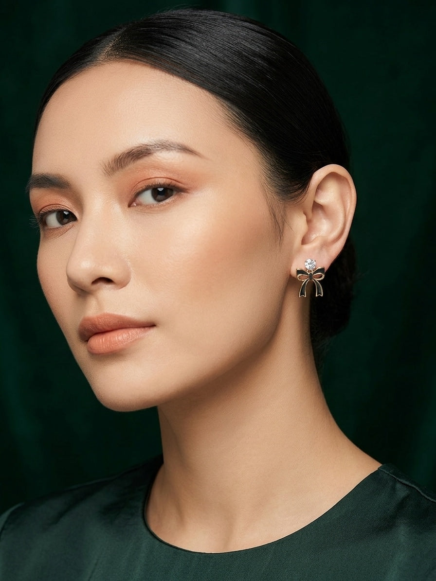 Gold Plated Fancy Bow Studs
