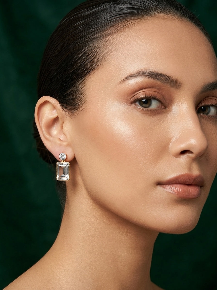 Gold Plated Fancy Stone Earrings