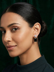 Gold Plated Fancy Black Stone Earrings