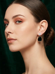 Gold Plated Fancy Black Stone Earrings