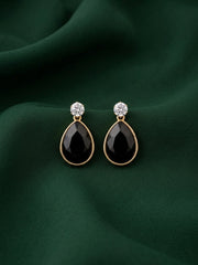 Gold Plated Fancy Black Stone Earrings