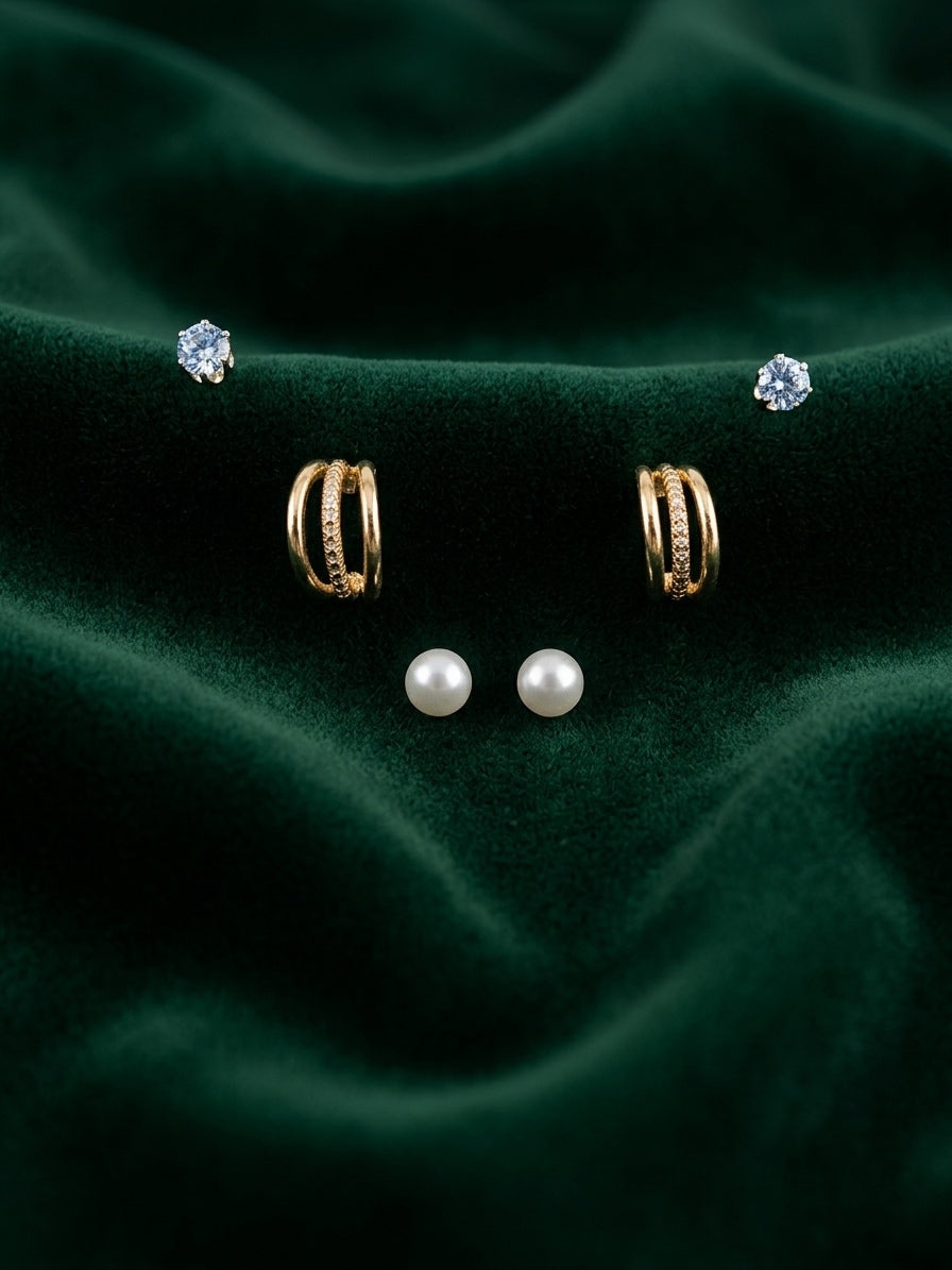 Set Of 3 Silver Plated Mini Studs