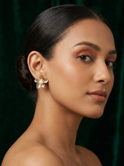 Gold Plated Pearl Flower Studs