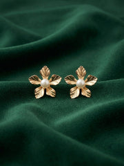 Gold Plated Pearl Flower Studs