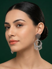 Silver Plated Oxidized Drop Earrings