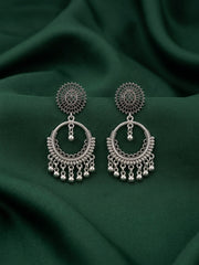 Silver Plated Oxidized Drop Earrings