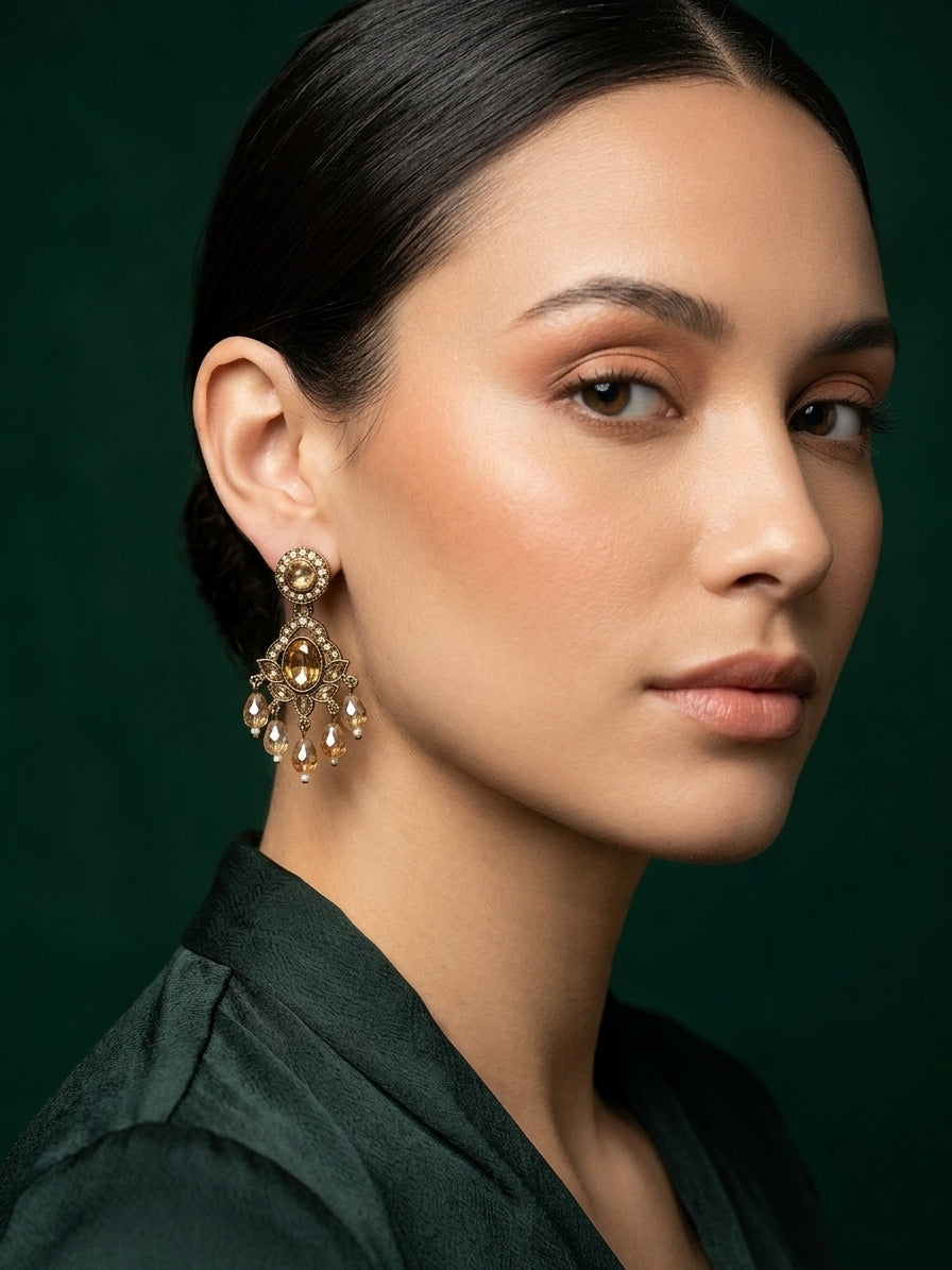 Gold Plated Fancy Beaded Earrings