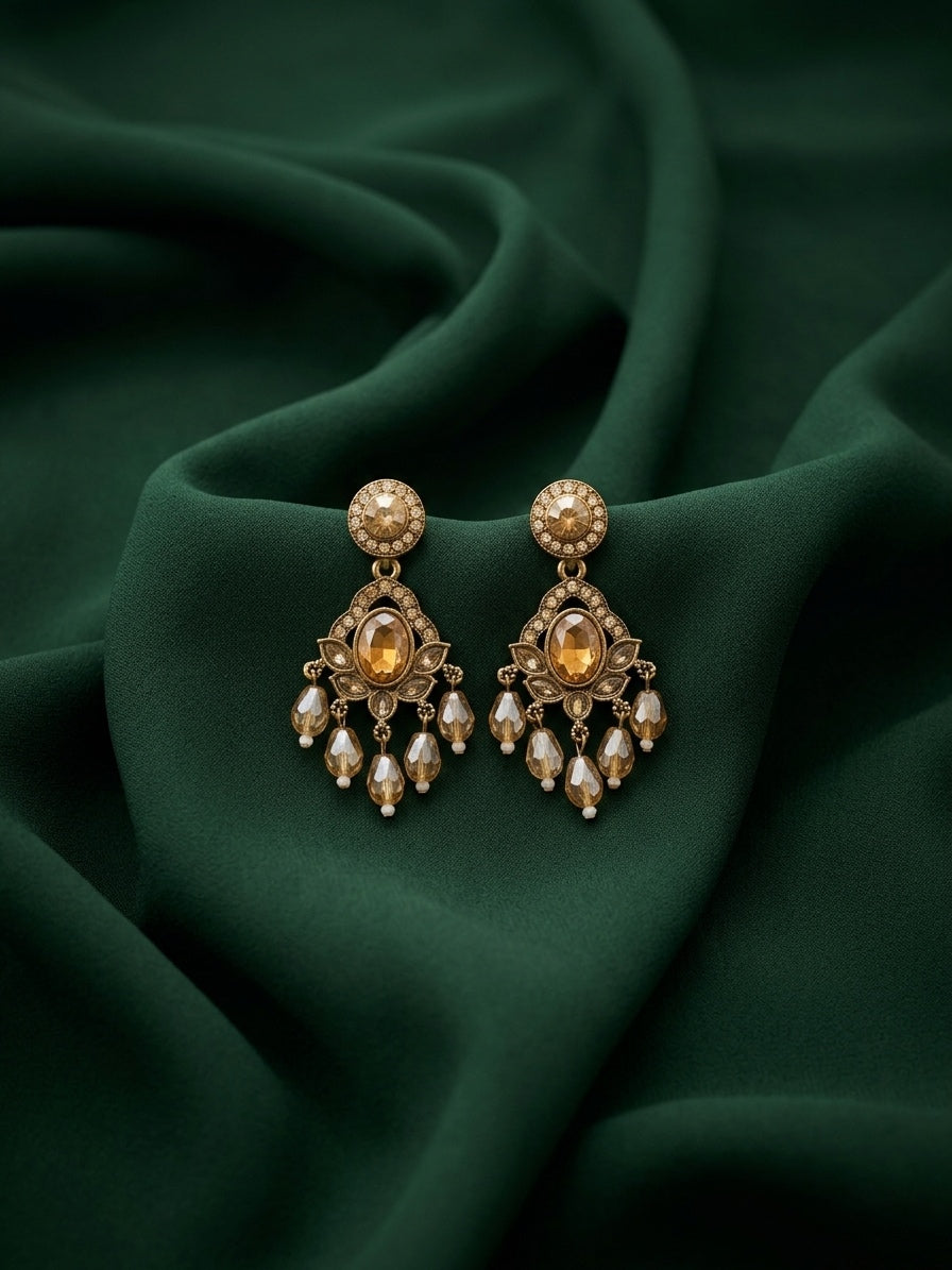 Gold Plated Fancy Beaded Earrings