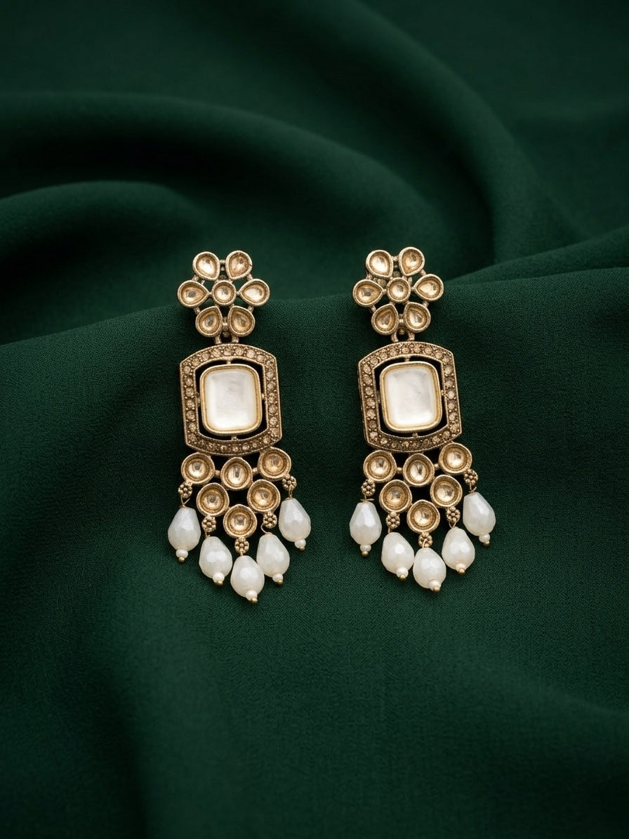Gold Plated Fancy Beaded Earrings