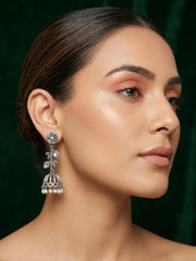 Silver Plated Oxidized Fancy Drop Earrings