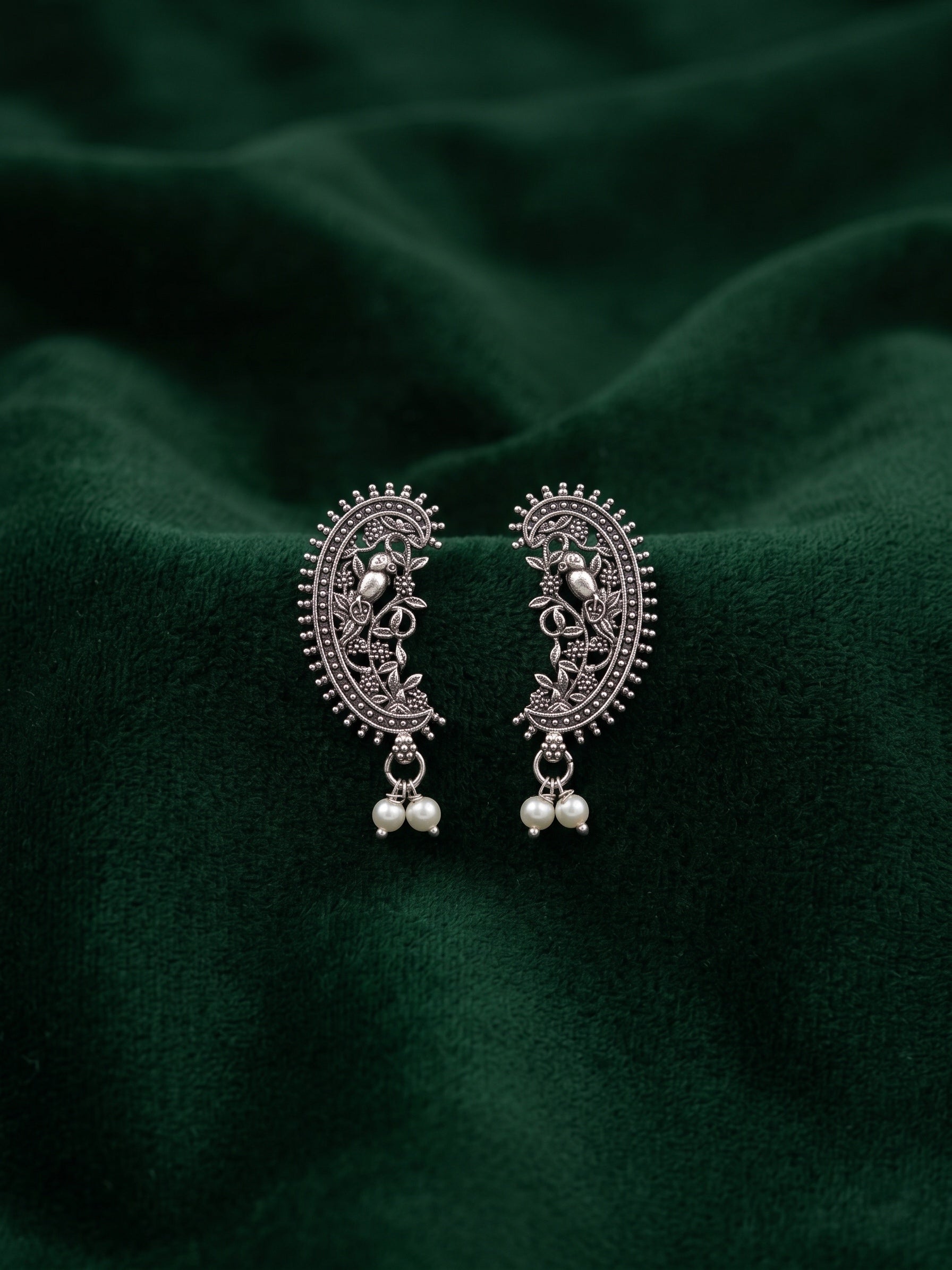 Silver Plated Oxidized Fancy Earrings