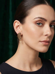 Gold Oxidized With Beaded Indo-Western Earrings