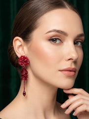 Beautiful Wine Fancy Beaded Drop Earrings