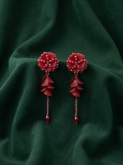 Beautiful Wine Fancy Beaded Drop Earrings