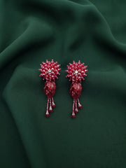 Beautiful Wine Fancy Beaded Drop Earrings