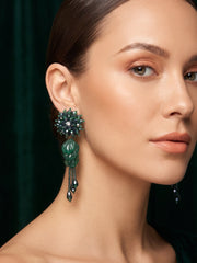 Beautiful Green Fancy Beaded Drop Earrings