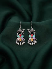 Silver Plated Oxidized Fancy Drop Earrings