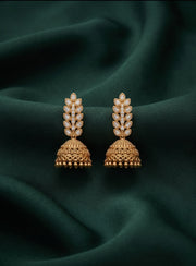 Gold Plated Fancy Kundan & Beaded Earrings
