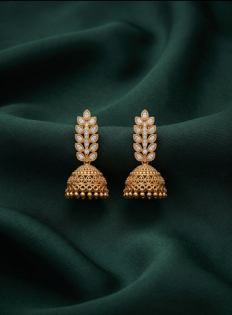 Gold Plated Fancy Kundan & Beaded Earrings