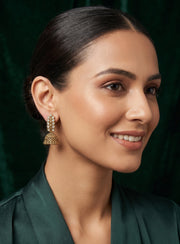 Gold Plated Fancy Kundan & Beaded Earrings
