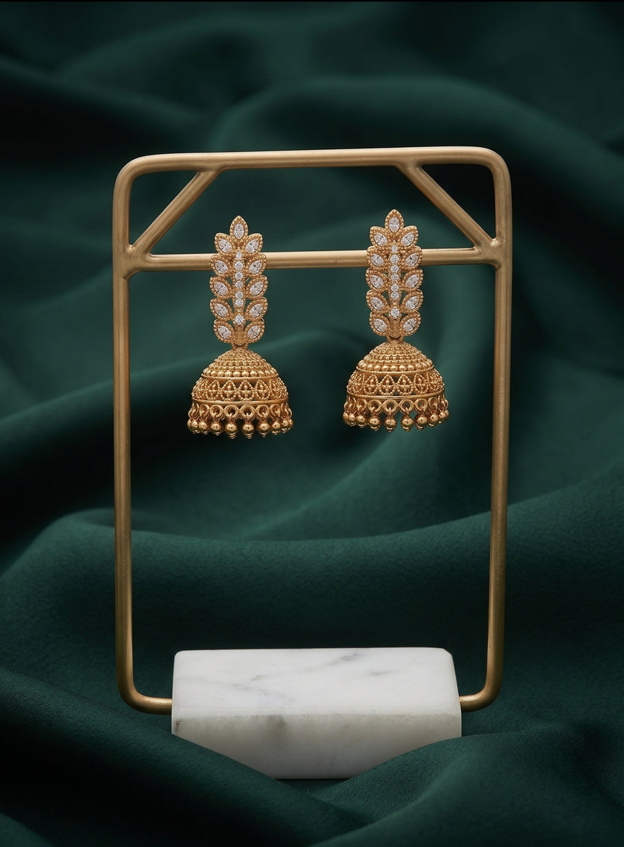 Gold Plated Fancy Kundan & Beaded Earrings