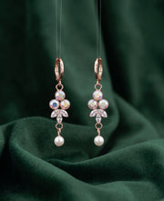 Rose Gold Plated American Diamond Drop Earrings