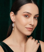 Rose Gold Plated American Diamond Drop Earrings