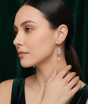 Rose Gold Plated American Diamond Drop Earrings