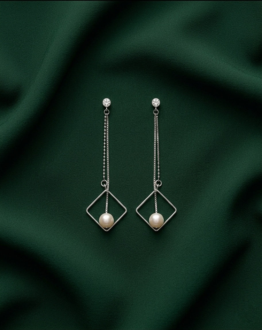 Silver Plated Minimal Tassels Earrings