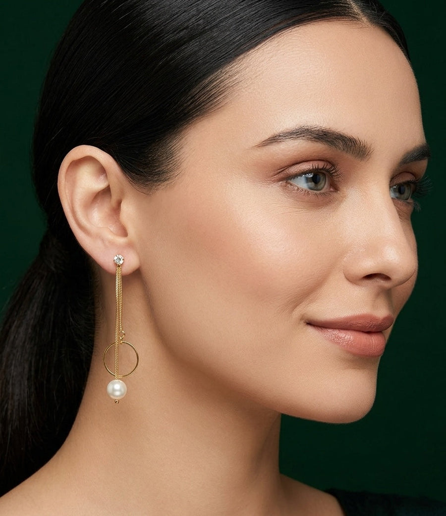Gold Plated Minimal Tassels Earrings