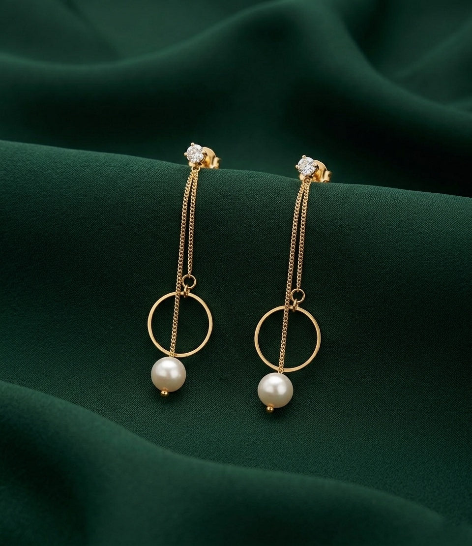Gold Plated Minimal Tassels Earrings