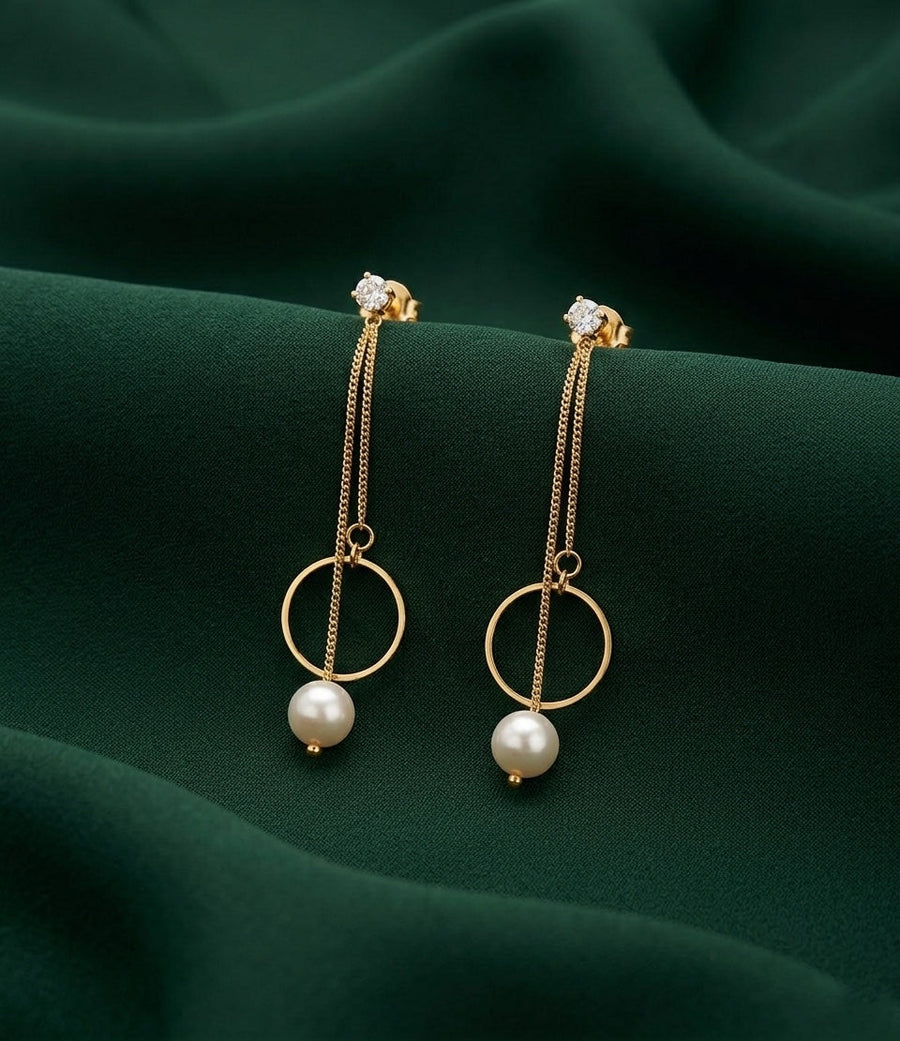 Gold Plated Minimal Tassels Earrings