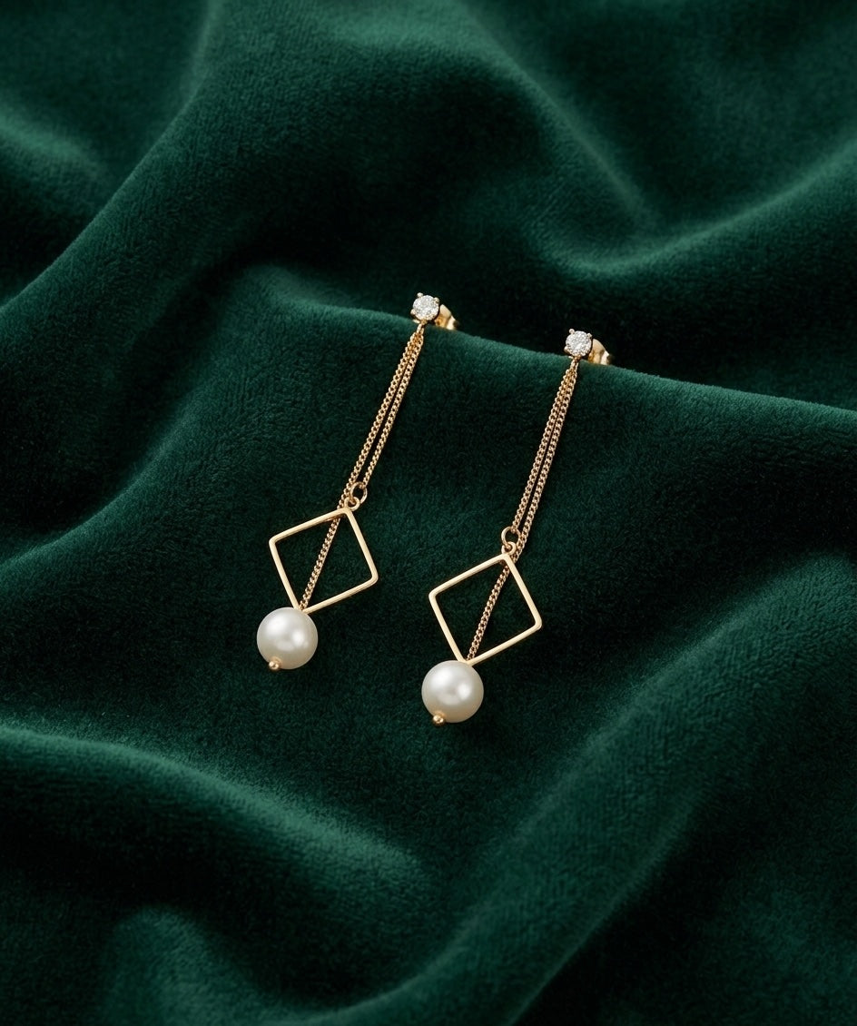 Gold Plated Minimal Tassels Earrings