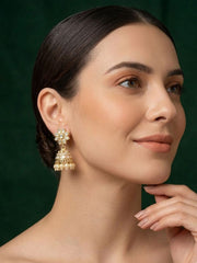 Kundan Studded And Pearls Beaded Dome Shaped Jhumkas