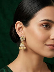 Kundan Studded And Pearls Beaded Dome Shaped Jhumkas