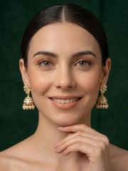 Kundan Studded And Pearls Beaded Dome Shaped Jhumkas