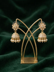 Kundan Studded And Pearls Beaded Dome Shaped Jhumkas