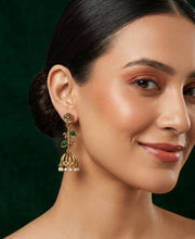 Women Gold Plated Pearls Beaded Jhumkas