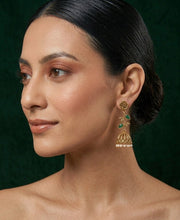 Women Gold Plated Pearls Beaded Jhumkas