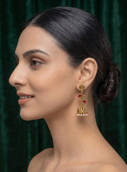 Women Gold Plated Pearls Beaded Jhumkas