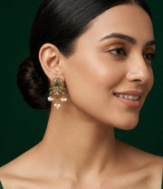Women Gold-Toned Ethnic Style Pearls & Beaded Earrings