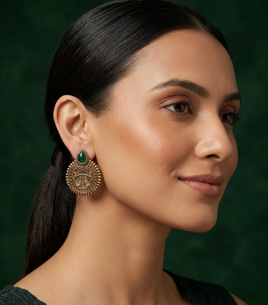Women Gold-Toned Traditional Ethnic Contemporary Drop Earrings