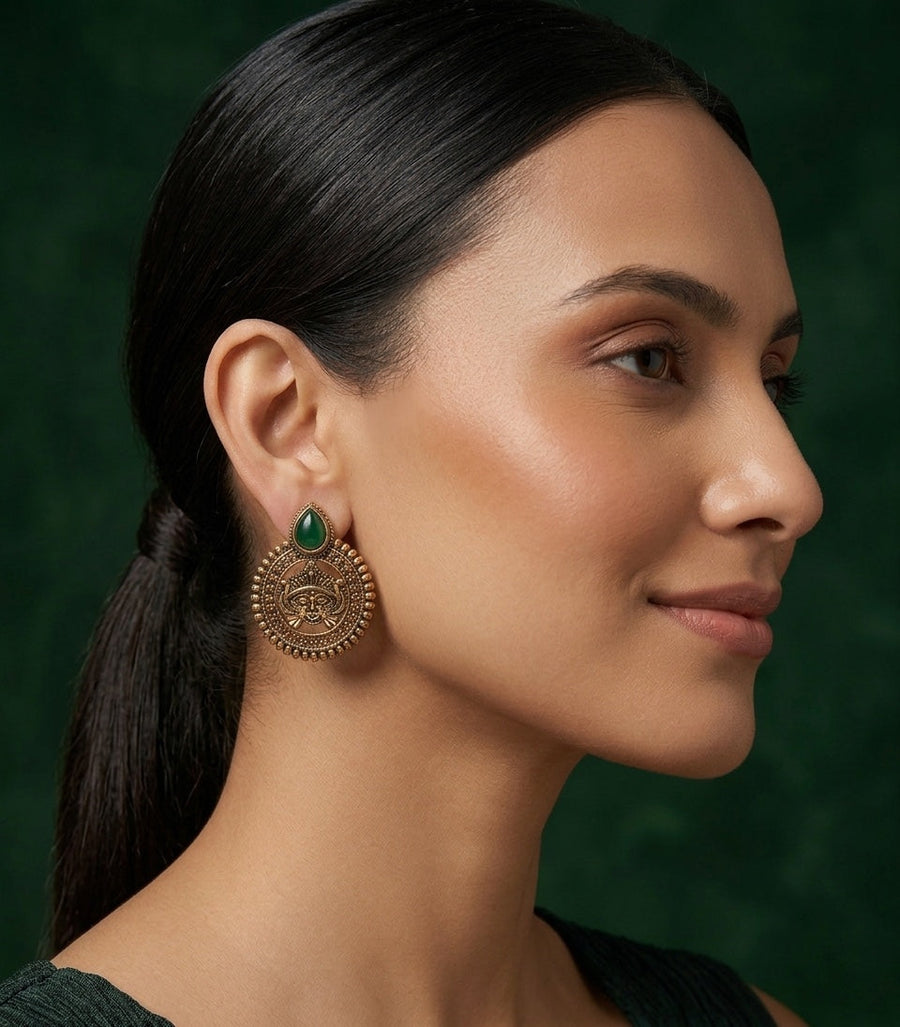 Women Gold-Toned Traditional Ethnic Contemporary Drop Earrings