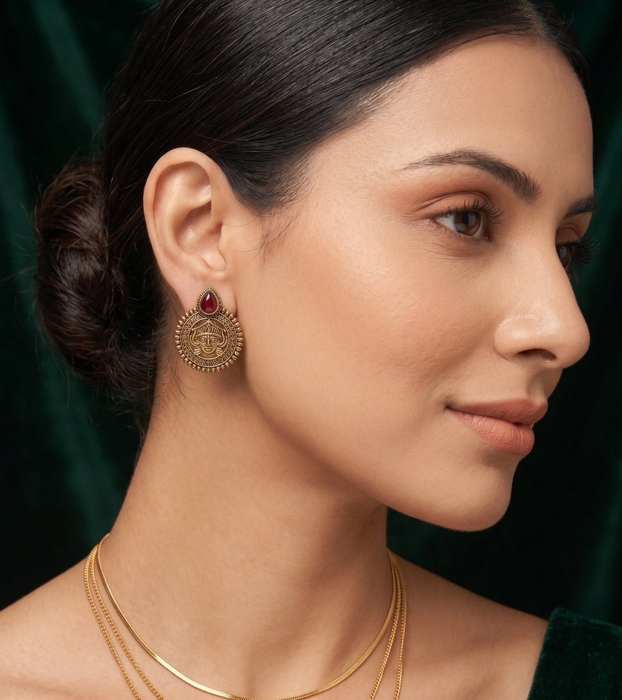Women Gold-Toned Traditional Ethnic Contemporary Drop Earrings