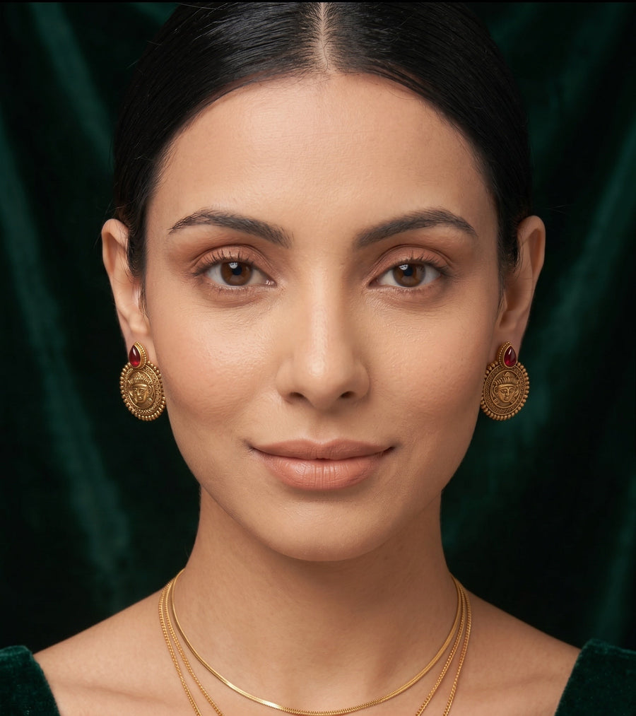 Women Gold-Toned Traditional Ethnic Contemporary Drop Earrings